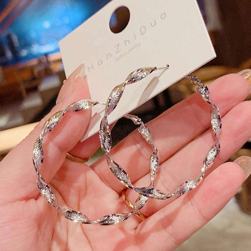 Elegant Twisted Hoop Earrings – Silver Shine