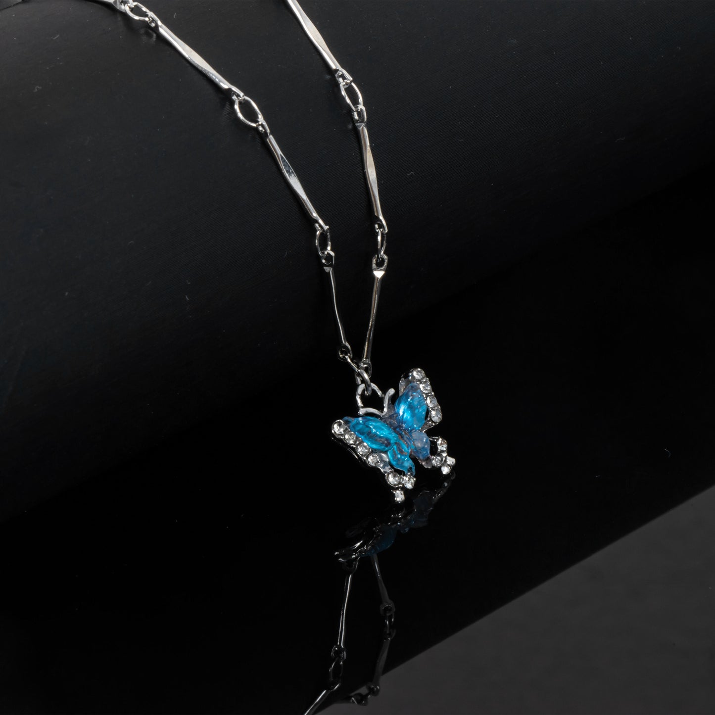 Elegant Blue Butterfly Pendant Necklace