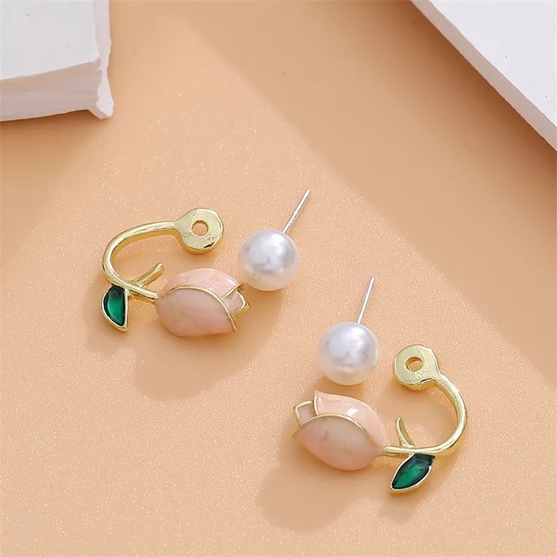 Romantic Rose Blossom Pearl Earrings