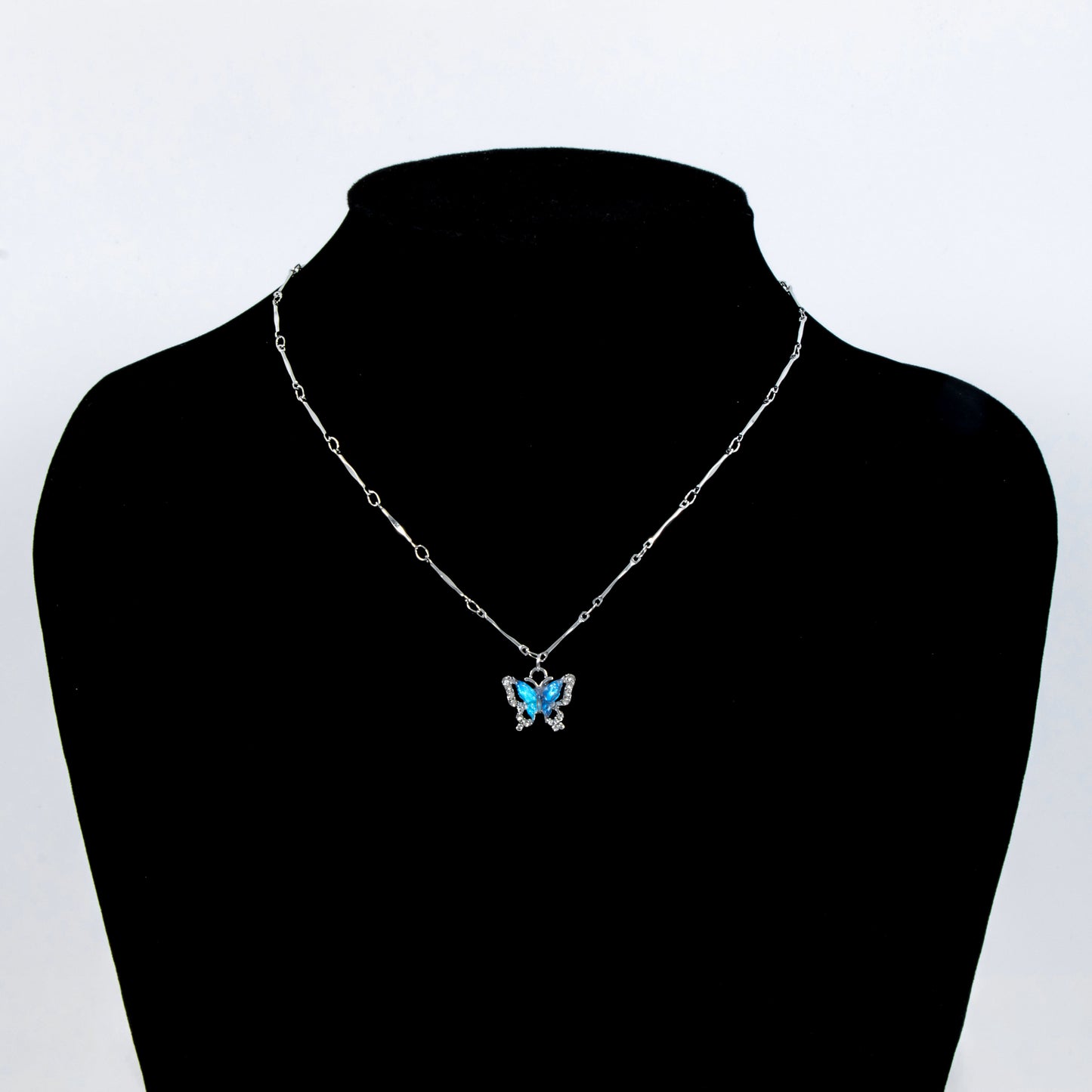 Elegant Blue Butterfly Pendant Necklace