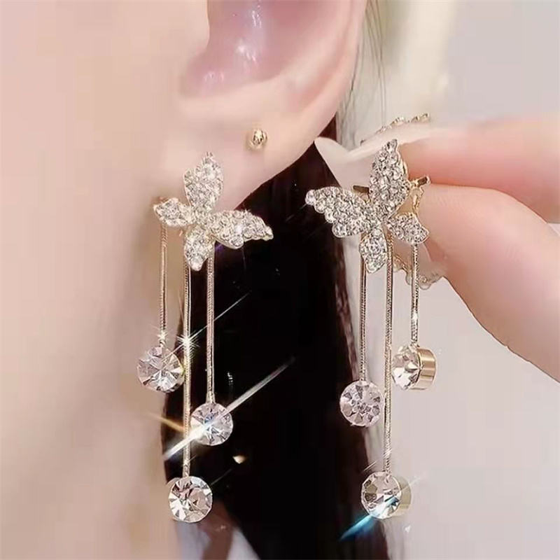 Sparkling Butterfly Crystal Drop Earrings – Statement Jewelry