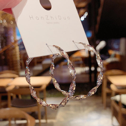 Elegant Twisted Hoop Earrings – Silver Shine