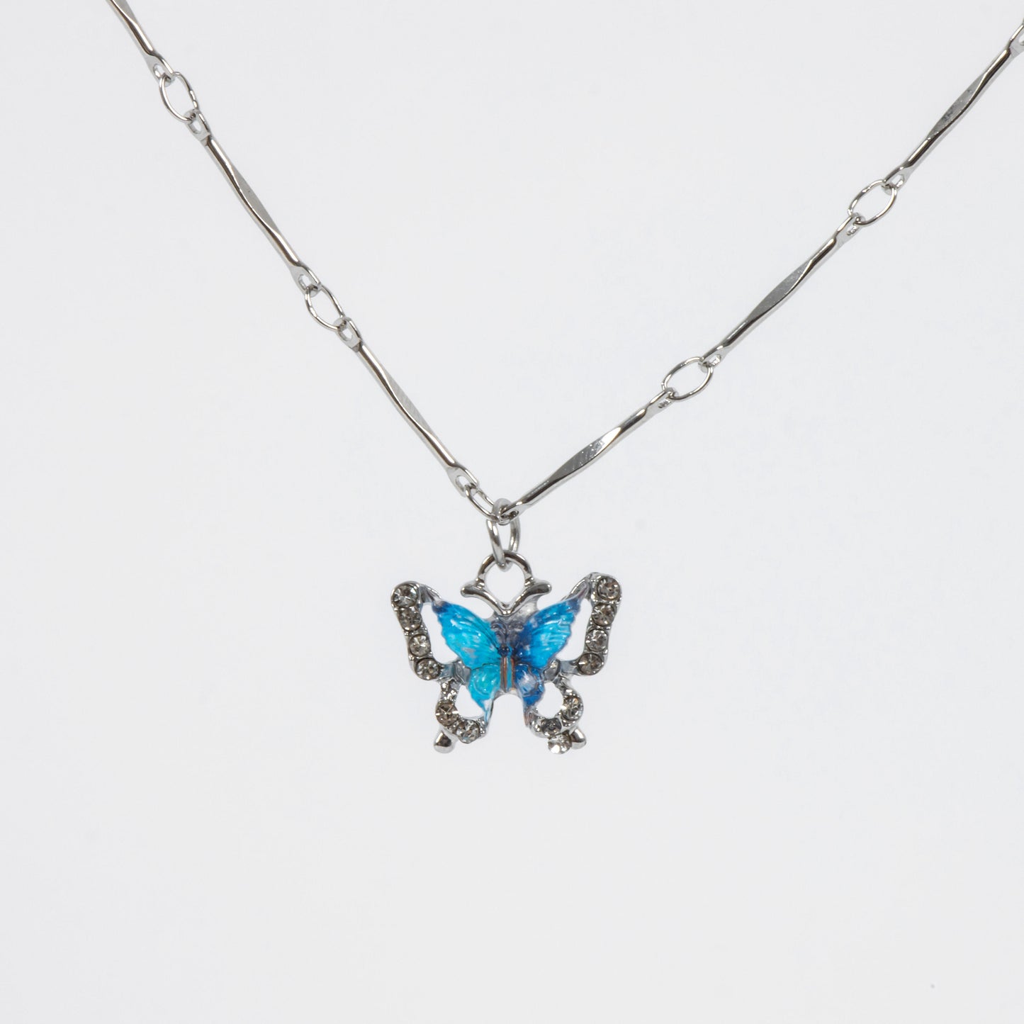 Elegant Blue Butterfly Pendant Necklace