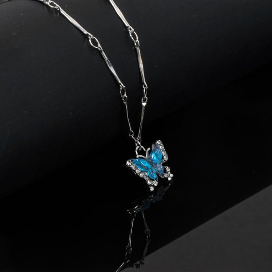 Elegant Blue Butterfly Pendant Necklace