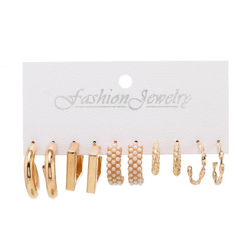 6-Pair Gold-Tone Hoop & Stud Earrings Set